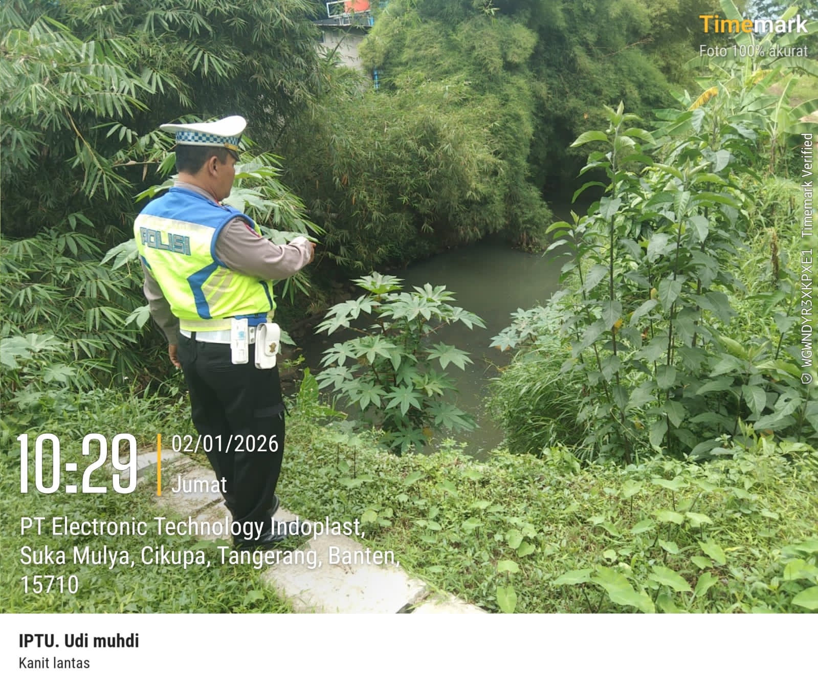 Polsek Cikupa Patroli Pantau Wilayah Rawan Banjir, Pastikan Debit Air Sungai Normal