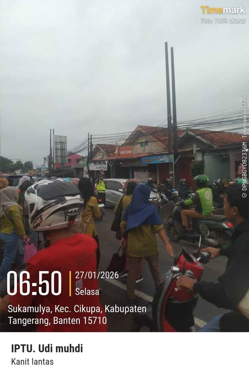 Polsek Cikupa Laksanakan PECAK Pagi, Wujudkan Kamseltibcar Lantas di Jam Sibuk