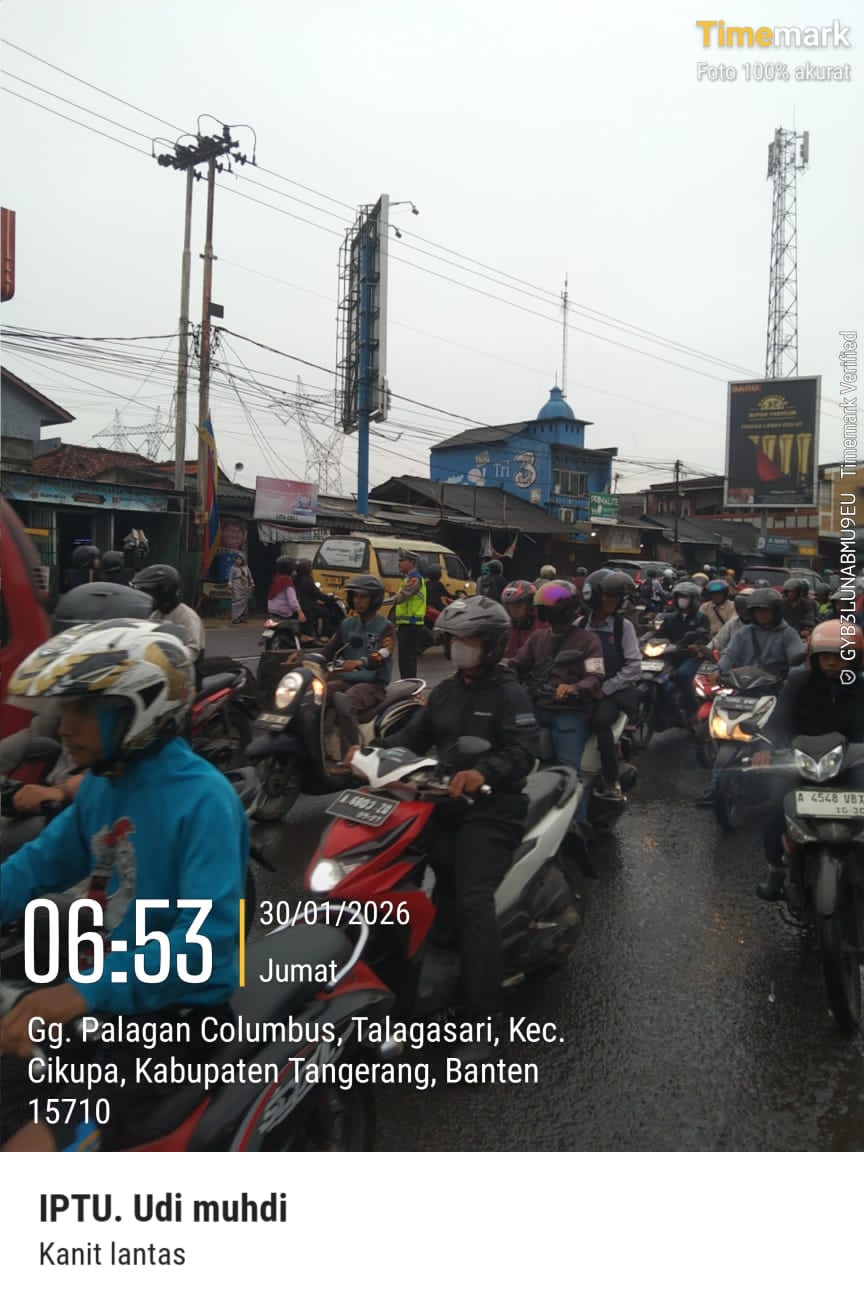 Polsek Cikupa Laksanakan PECAK Pagi, Arus Lalu Lintas Terpantau Ramai Lancar