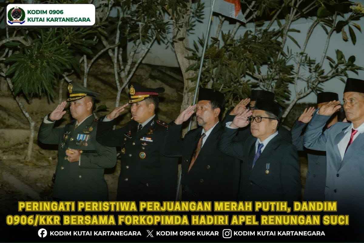 Peringati Peristiwa Perjuangan Merah Putih, Dandim 0906/Kkr Bersama Forkopimda Hadiri Apel Renungan Suci