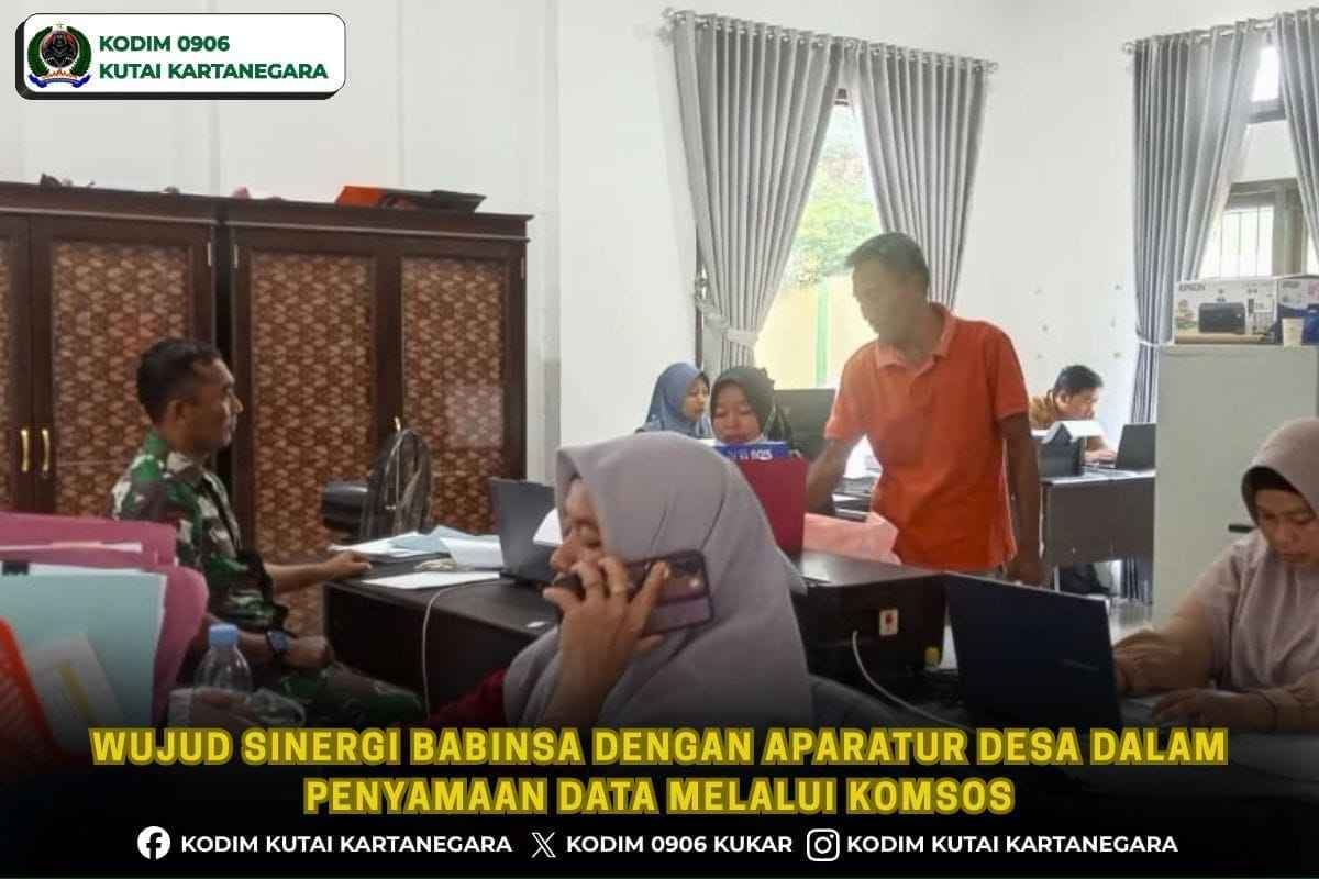 Wujud Sinergi Babinsa dengan Aparatur Desa dalam Penyamaan Data Melalui Komsos