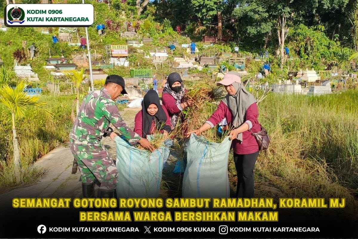 foto website (26) Semangat Gotong Royong Sambut Ramadhan, Koramil MJ Bersama Warga Bersihkan Makam