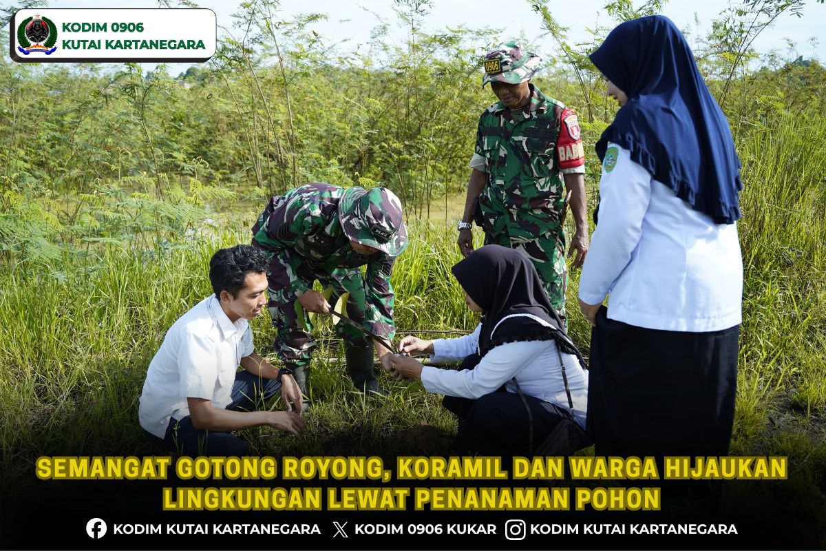 Semangat Gotong Royong, Koramil dan Warga Hijaukan Lingkungan Lewat Penanaman Pohon