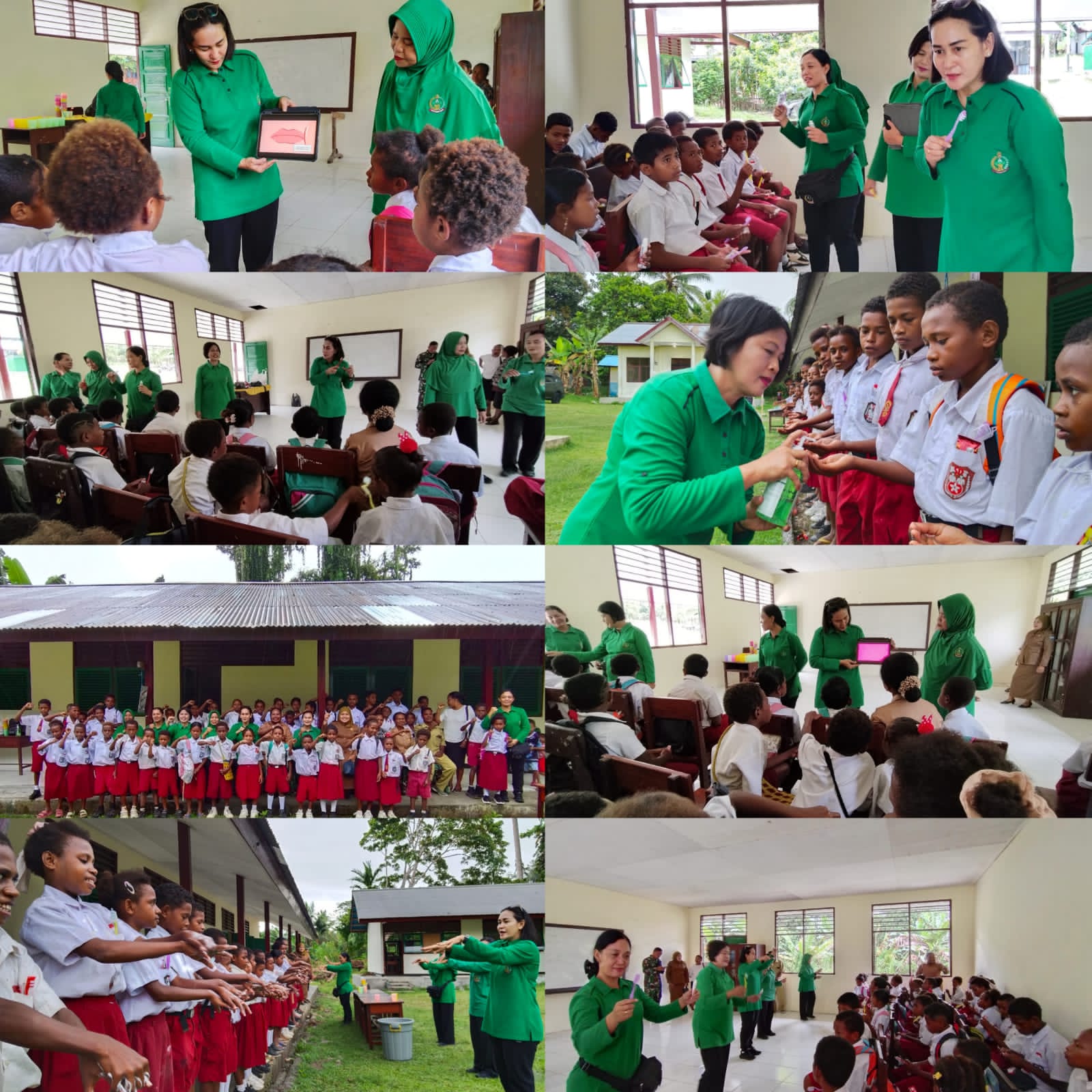 Persit KCK Cabang XIIKodim 1801/PD XVIII Kasuari Berikan Penyuluhan Gosok Gigi Dan Cuci Tangan di SD Inpres 62 Asai