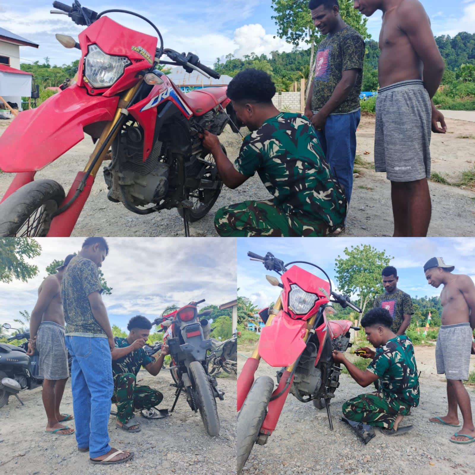 IMG-20260518-WA0021 Sertu Calvin Bantu Perbaiki Motor Warga yang Mengalami Kerusakan