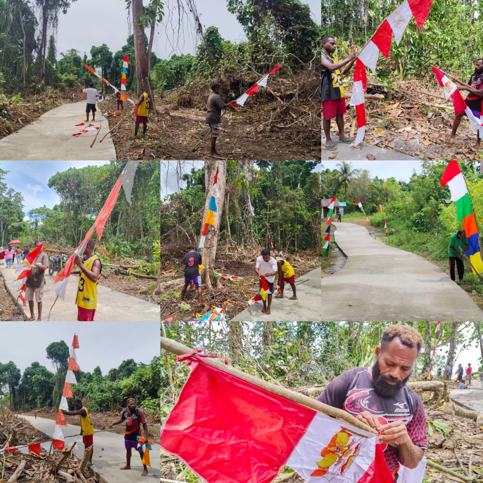 IMG-20260520-WA0089 Antusias Warga Pasang Umbul-Umbul jelang Penutupan TMMD Ke-128 Kodim 1801/Manokwari