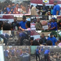 Ditpolairud Polda PBD Gelar Bhakti Sosial dan Gotong Royong Bantu Korban Kebakaran di Perumahan Nelayan Kota Sorong