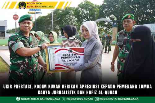 Ukir Prestasi, Kodim Kukar Berikan Apresiasi kepada Pemenang Lomba Karya Jurnalistik dan Hafiz Al-Quran