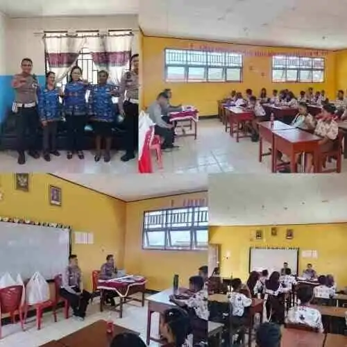 Polantas Menyapa Goes to School, Ditlantas Polda Papua Barat Daya Edukasi Pelajar SMP Negeri 7 Sorong tentang Keselamatan Berlalu Lintas