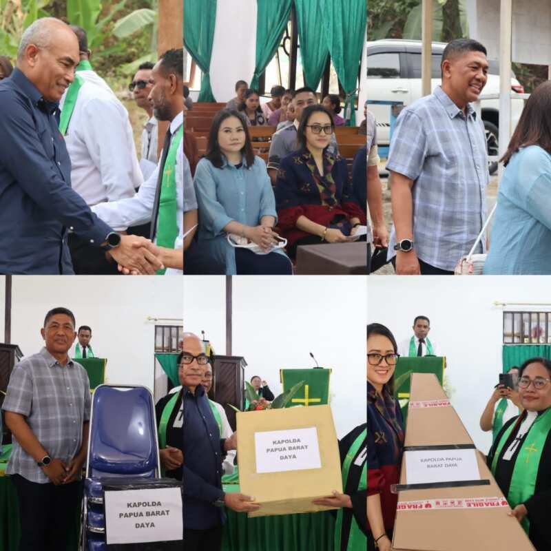 Kapolda Papua Barat Daya Serahkan Bantuan Kasih kepada Jemaat GKI Tasik Tiberias Waisai