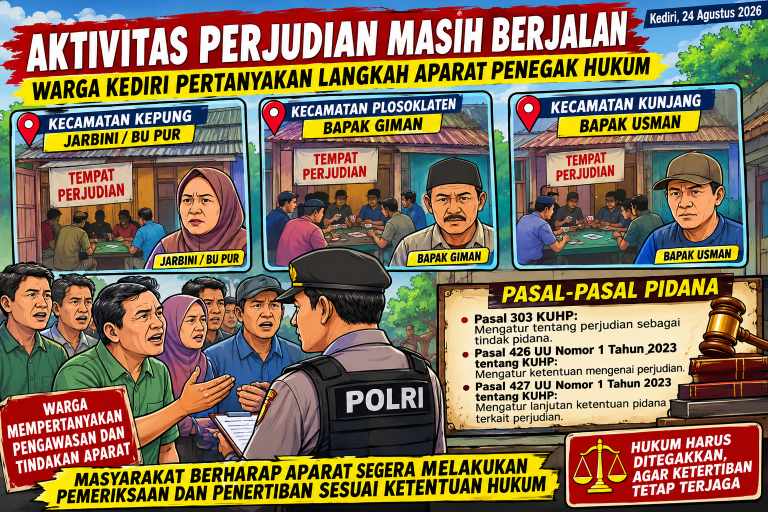 Warga Pertanyakan Pengawasan, Laporan Perjudian di Kediri Minta Segera Diperiksa