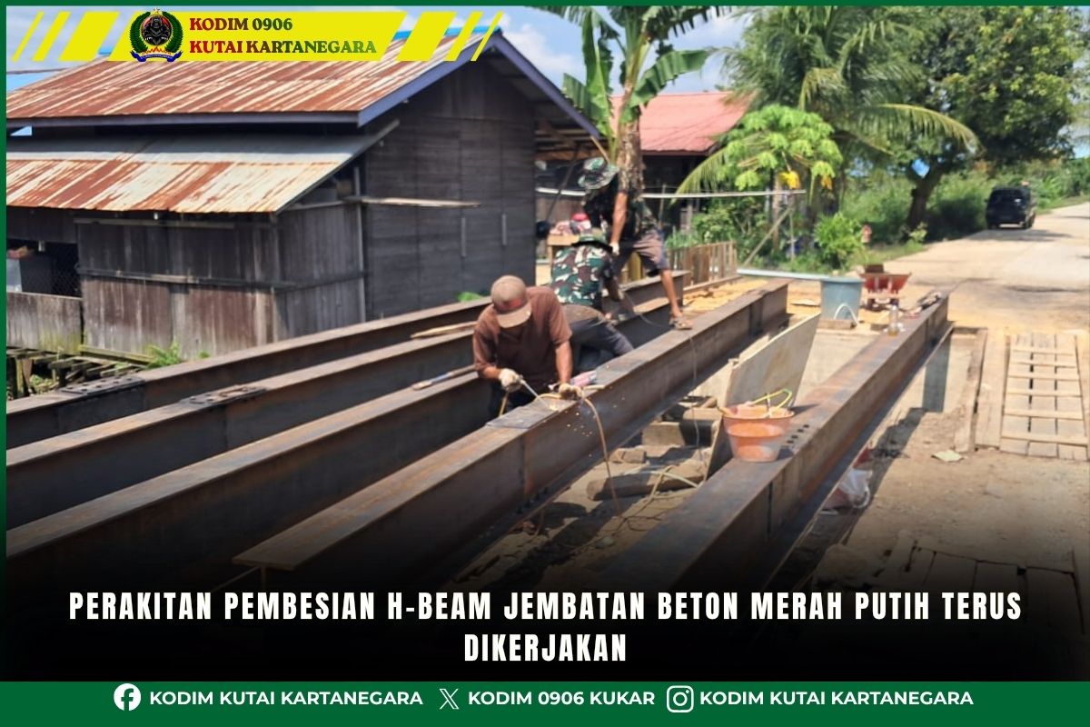 foto website - 2026-08-12T111143.141 Perakitan Pembesian H-Beam Jembatan Beton Merah Putih Terus Dilakukan