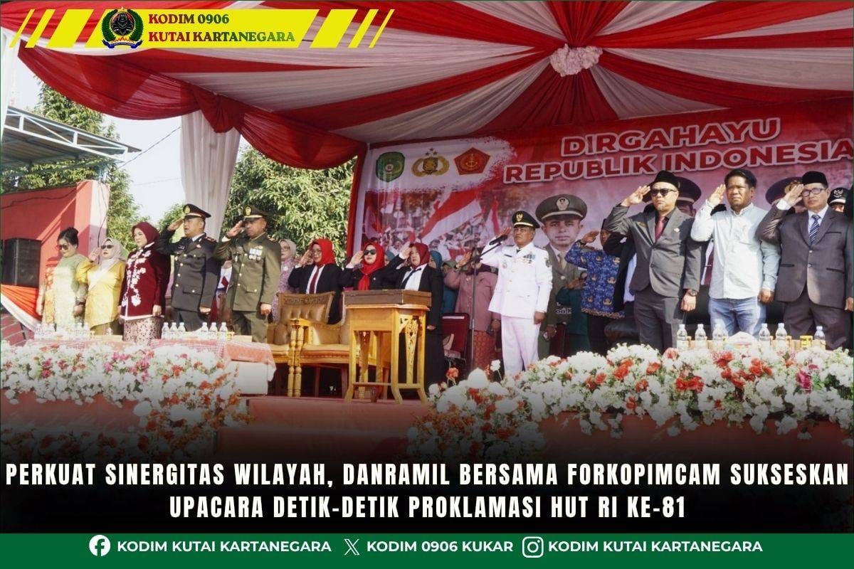 Perkuat Sinergitas Wilayah, Danramil Bersama Forkopimcam Sukseskan Upacara Detik-Detik Proklamasi HUT RI Ke-81