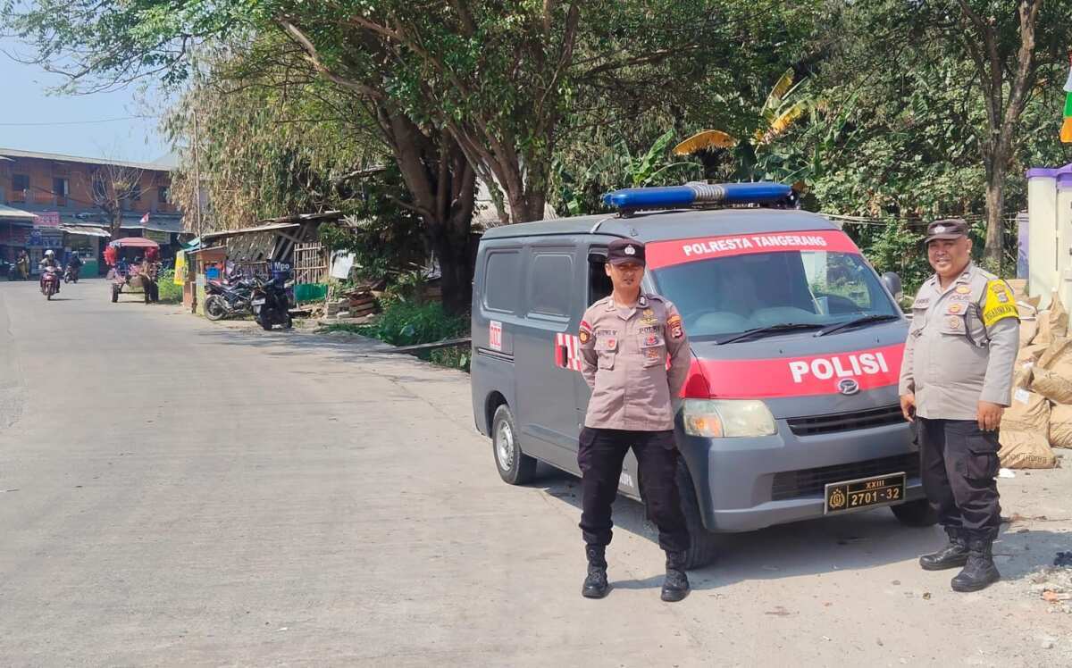 Polsek Cikupa Gelar Patroli Public Address, Edukasi Warga Cegah Karhutla
