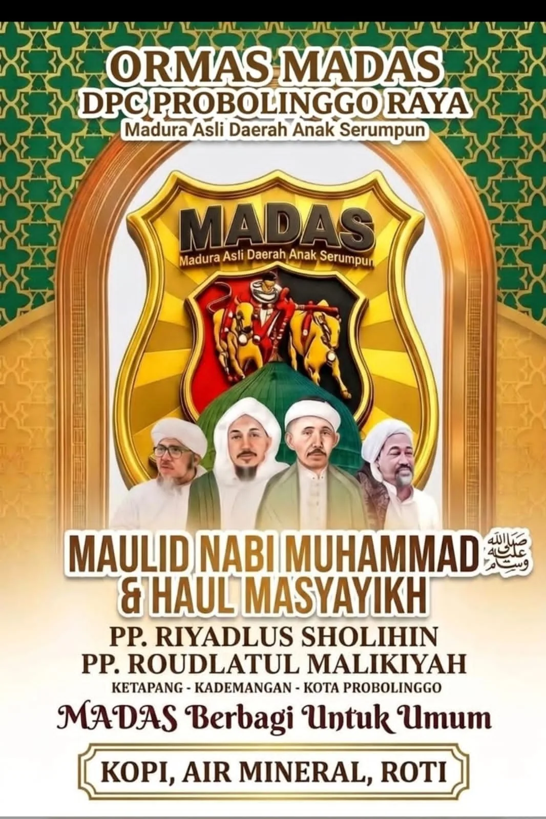 DPC MADAS Probolinggo Raya Berbagi Makanan Dan Minuman Gratis Di Haul Akbar Para Masyayikh
