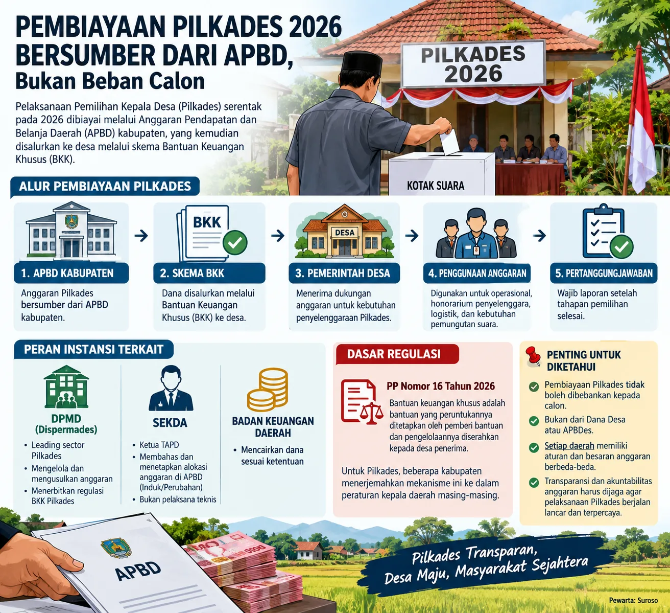 Pilkades Serentak 2026: APBD Kabupaten Menjadi Sumber, Desa Menerima Melalui BKK