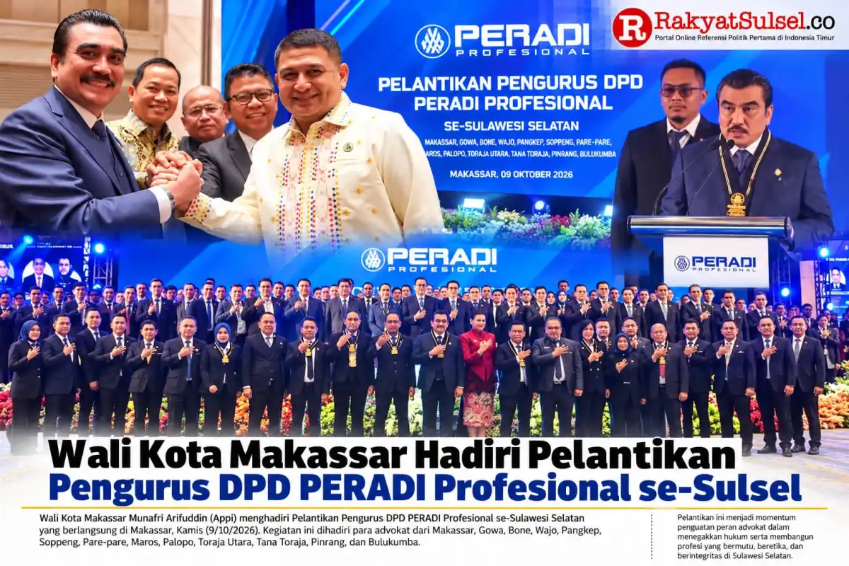 Wali Kota Makassar Hadiri Pelantikan 13 DPD Peradi Profesional se-Sulsel, Harris Arthur Dorong Pengesahan UU Keadvokatan