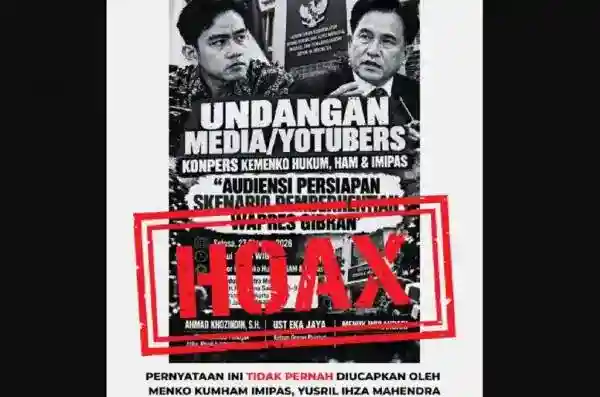 Yusril Tegaskan Flyer Undangan soal Pemberhentian Wapres Gibran Adalah Hoaks