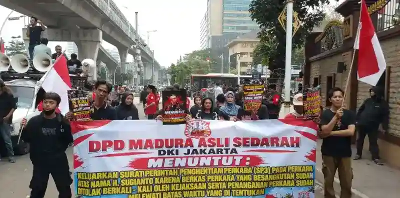 Aksi Damai Madura Asli Sedarah Pertanyakan Perkara Sugianto di Bareskrim